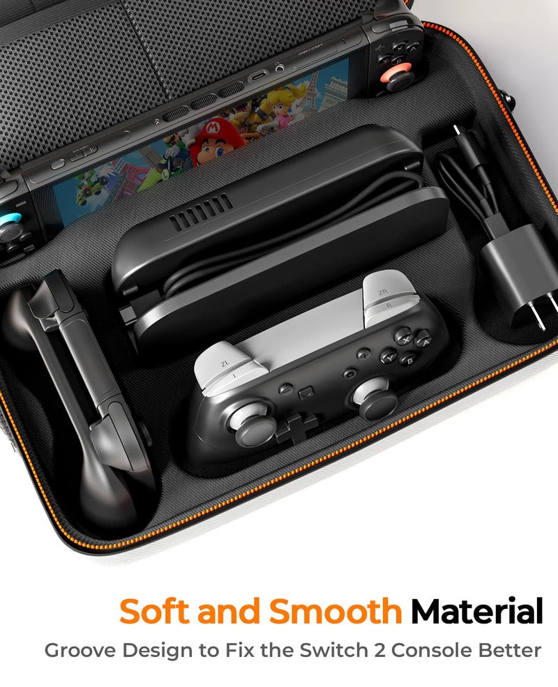 COOWPS Switch 2 Carrying Case 2025, with 4Pcs Thumb Grips, 20 Game Card Slots, Portable Travel Hard Full Protection All In One Storage Case for Nintendo Switch 2 Console Pro Controller Accessories - Image 4