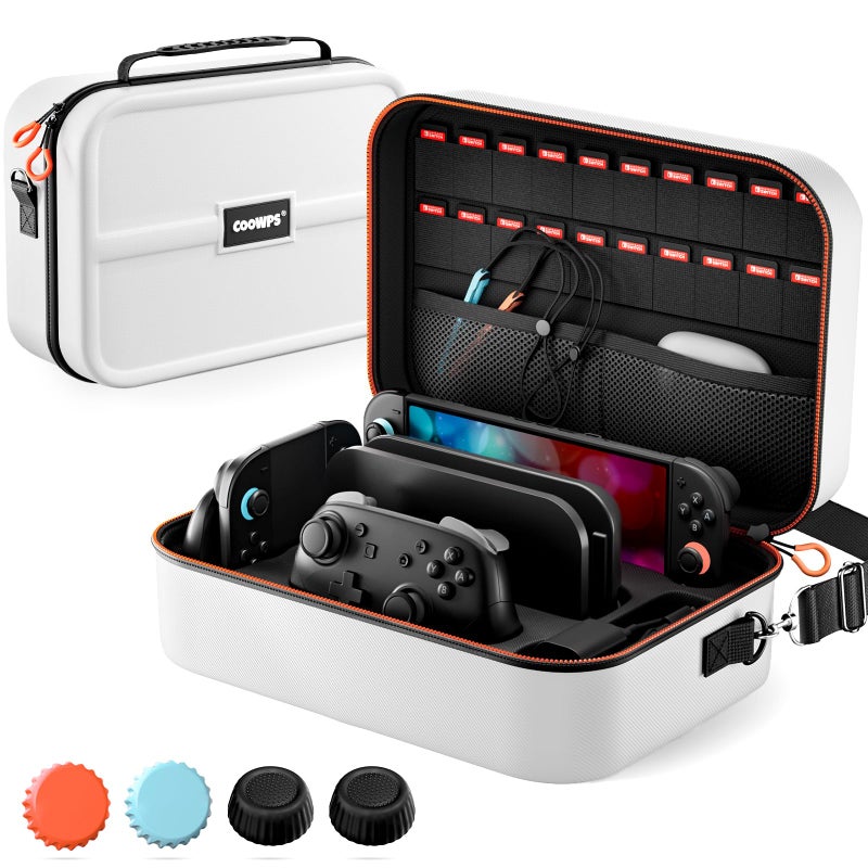 COOWPS Switch 2 Carrying Case 2025, with 4Pcs Thumb Grips, 20 Game Card Slots, Portable Travel Hard Full Protection All In One Storage Case for Nintendo Switch 2 Console Pro Controller Accessories - Image 1