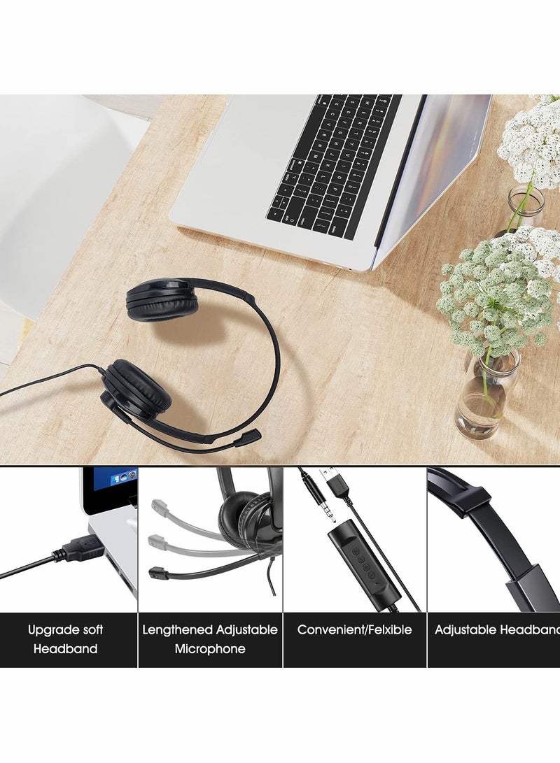 SYOSI Headset,Surround Sound Gaming Headset With Cross-Platform Compatibility, 3.5mm/USB Jack 2-In-1 Computer Headset with Noise Cancelling & Audio Controls for Laptop Tablet - Image 4