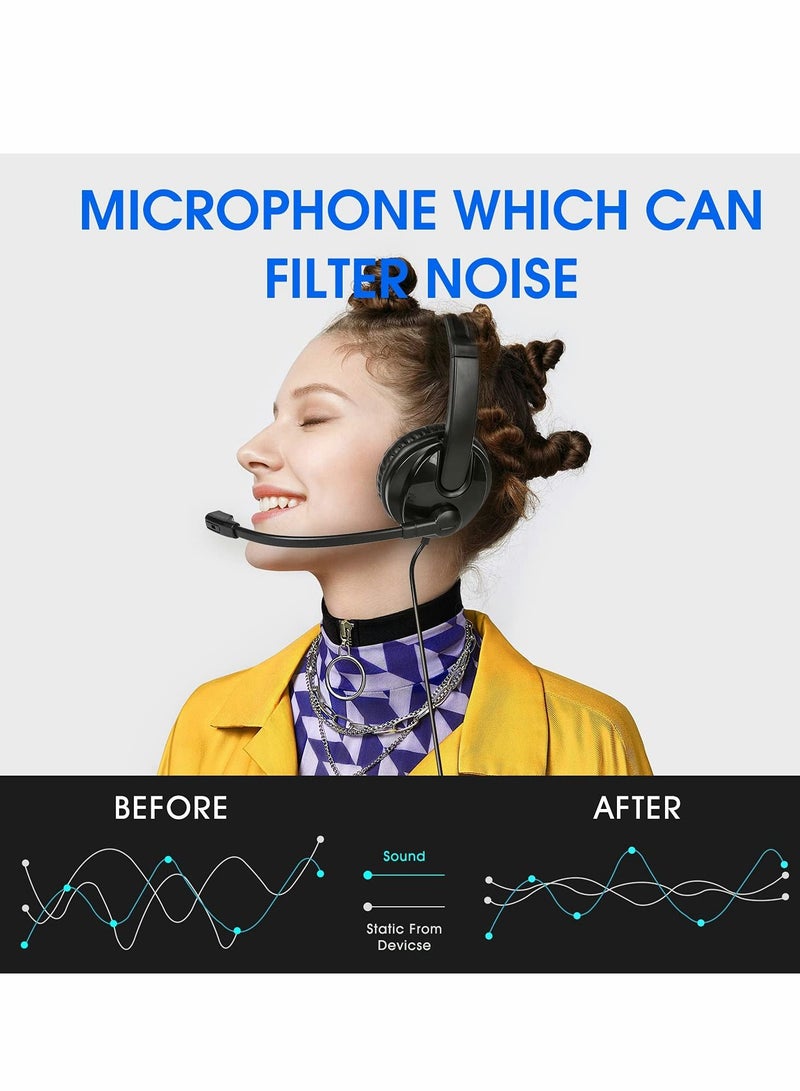 SYOSI Headset,Surround Sound Gaming Headset With Cross-Platform Compatibility, 3.5mm/USB Jack 2-In-1 Computer Headset with Noise Cancelling & Audio Controls for Laptop Tablet - Image 3