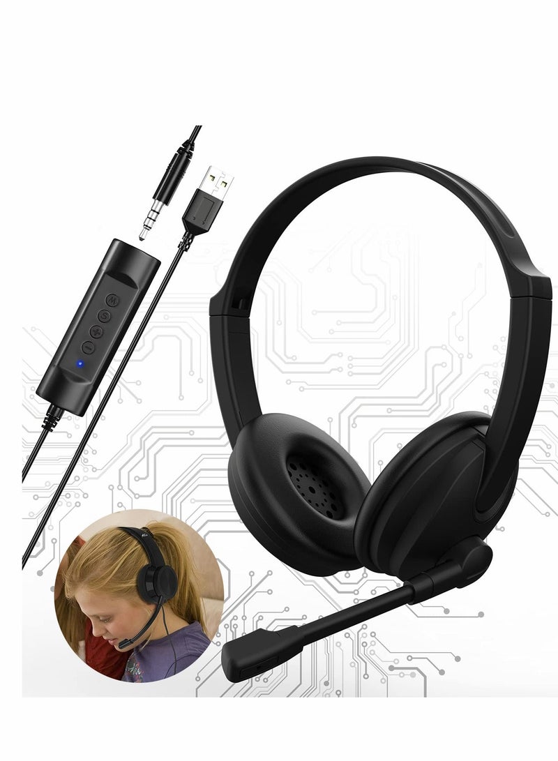SYOSI Headset,Surround Sound Gaming Headset With Cross-Platform Compatibility, 3.5mm/USB Jack 2-In-1 Computer Headset with Noise Cancelling & Audio Controls for Laptop Tablet - Image 1