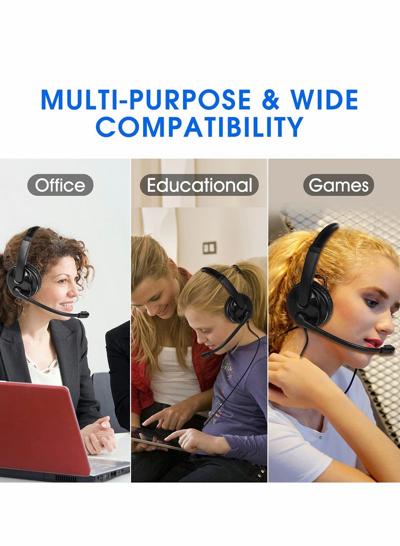 SYOSI Headset,Surround Sound Gaming Headset With Cross-Platform Compatibility, 3.5mm/USB Jack 2-In-1 Computer Headset with Noise Cancelling & Audio Controls for Laptop Tablet - Image 5