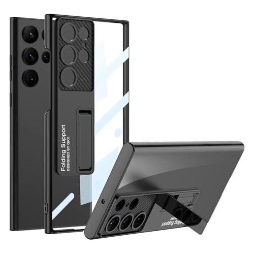 Tech Trendz TechTrendz for Samsung Galaxy S25 Ultra Back Cover with Stand, Electroplating Phone Case Clear Hard PC Kickstand Shockproof Cover for Galaxy S25 Ultra Camera Protection Cover (Transparent, Black) - Image 1