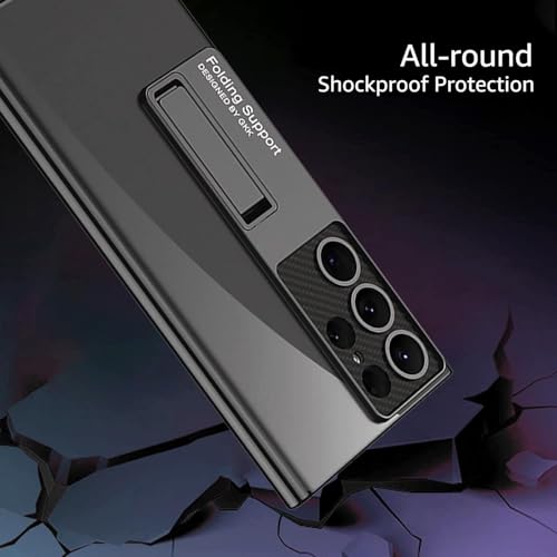 Tech Trendz TechTrendz for Samsung Galaxy S25 Ultra Back Cover with Stand, Electroplating Phone Case Clear Hard PC Kickstand Shockproof Cover for Galaxy S25 Ultra Camera Protection Cover (Transparent, Black) - Image 5