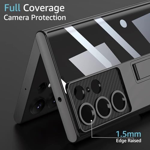 Tech Trendz TechTrendz for Samsung Galaxy S25 Ultra Back Cover with Stand, Electroplating Phone Case Clear Hard PC Kickstand Shockproof Cover for Galaxy S25 Ultra Camera Protection Cover (Transparent, Black) - Image 4