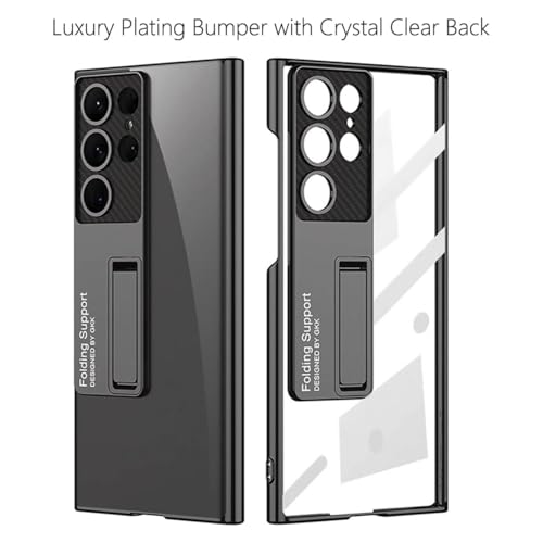 Tech Trendz TechTrendz for Samsung Galaxy S25 Ultra Back Cover with Stand, Electroplating Phone Case Clear Hard PC Kickstand Shockproof Cover for Galaxy S25 Ultra Camera Protection Cover (Transparent, Black) - Image 2