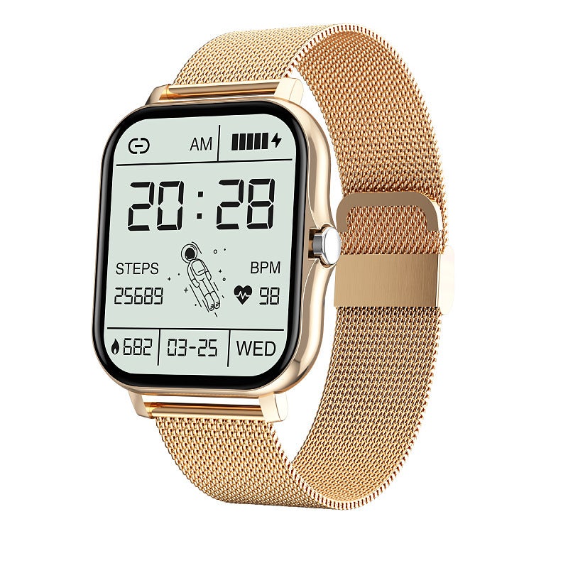 Y13 Smartwatch Touchscreen Bluetooth Sports Tracker Gold Steel - Image 1