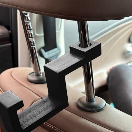 DAUCHVNY Hard Hat Holder for Truck Seat Bamboo Hard Hat Hook for Seatback, Headrest Hooks for Car, Portable Hard Hat Hanger, Holds Hard Hat and Vest with Ease (1) - Image 1