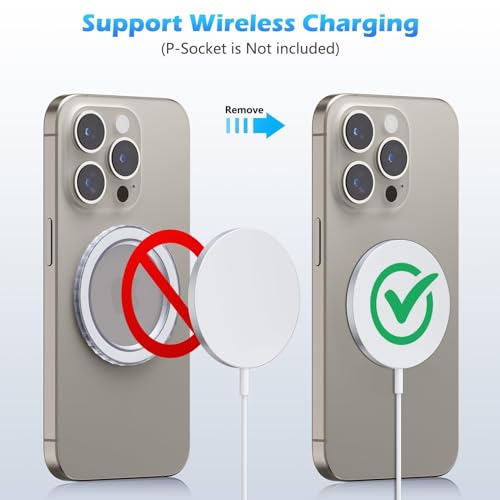 imluckies Magnetic Base Compatible with PopSocket Phone Grips and MagSafe iPhone Series Case, Removable Kindle/Phone Holder Base, Thin & Light Portable Plate, Matte Clear - Image 4