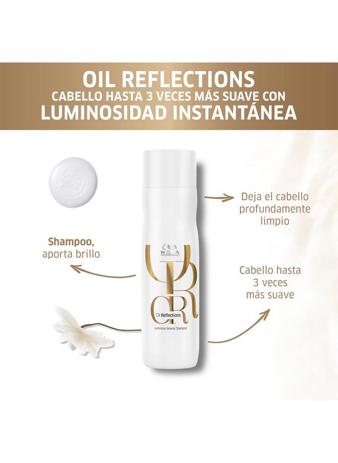 Wella Professionals Oil Reflections Luminous Reveal Hair Shampoo | 250 Ml | Moisturizing Hydrating Hair Cleanser For Shiny Glossy Hair | With Camellia Oil & White Tea Extracts  - Image 2