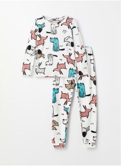 LC WAIKIKI Crew Neck Printed Long Sleeve Fleece Girls' Pajamas Set  - Image 1