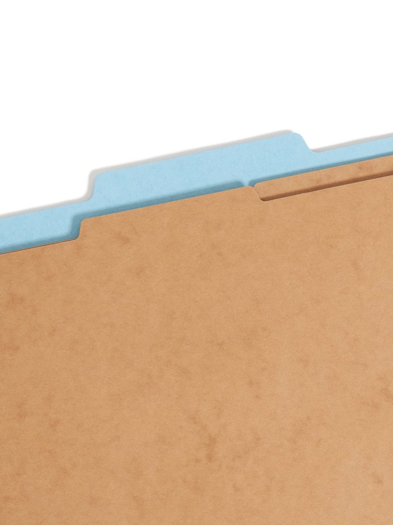 Smead FasTab Hanging Pressboard Classification Folder with SafeSHIELD Fasteners, 2 Dividers, 2/5-Cut Built-in Tab, Letter Size, Blue, 10 per Box (65115) - Image 4