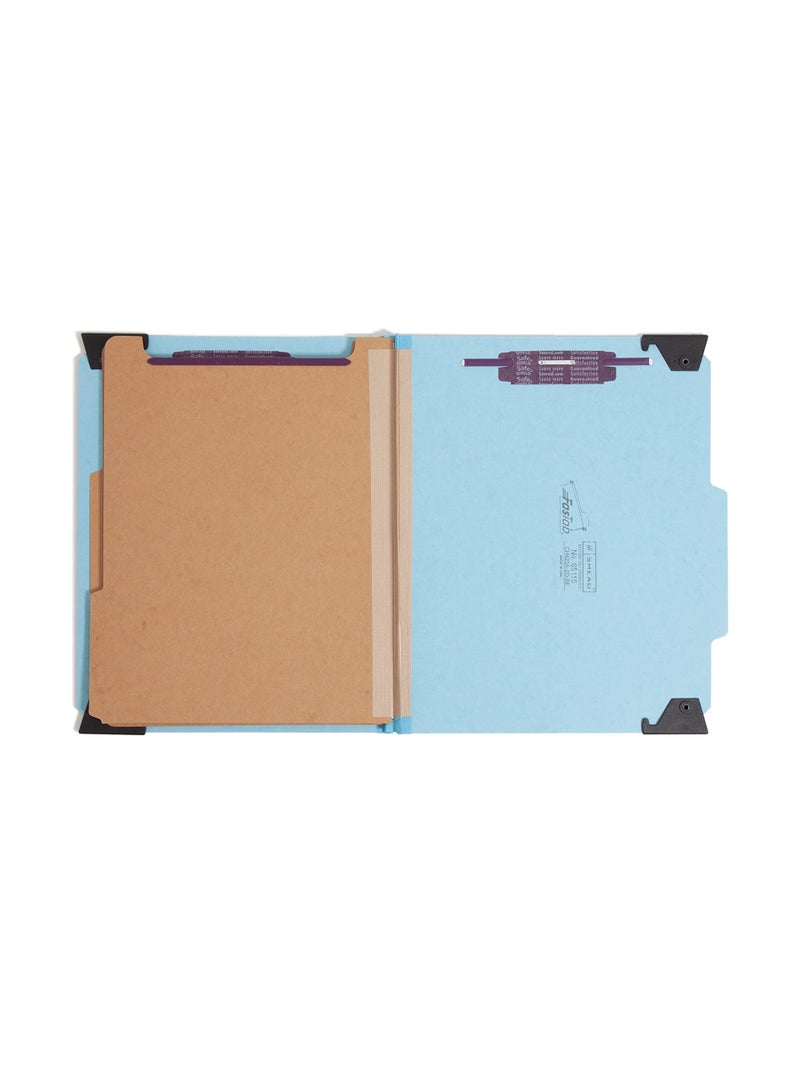 Smead FasTab Hanging Pressboard Classification Folder with SafeSHIELD Fasteners, 2 Dividers, 2/5-Cut Built-in Tab, Letter Size, Blue, 10 per Box (65115) - Image 2