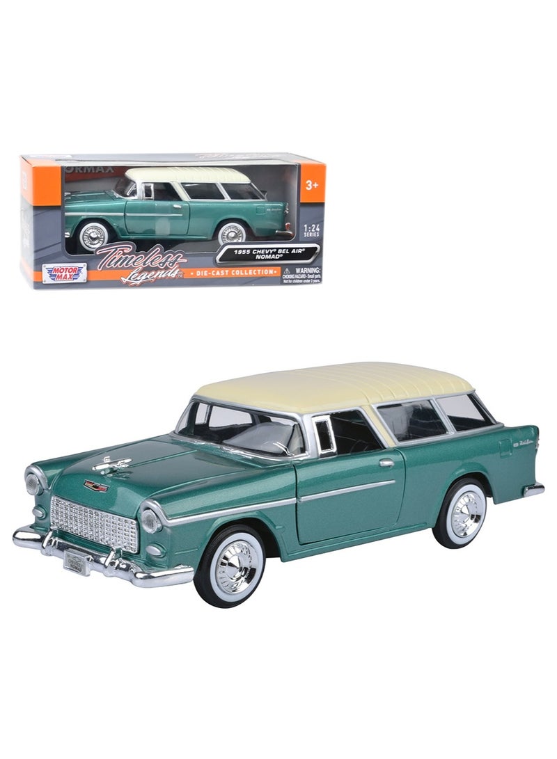 Motormax 1:24 Scale 1955 Chevrolet Bel Air Nomad Die-Cast Model Car – Licensed Classic Collectible - Image 1