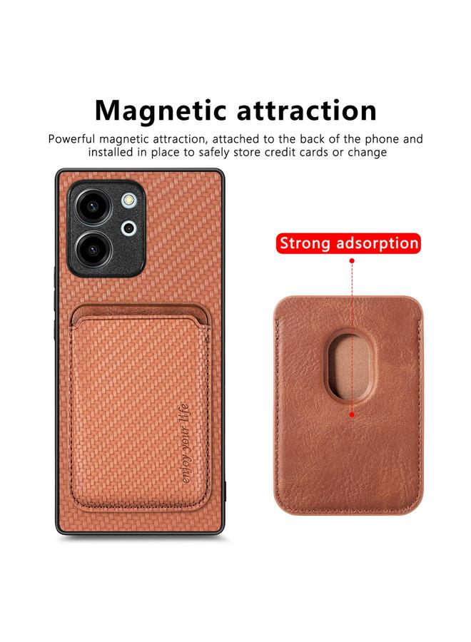 S-TOP Case For Honor 80 SE Carbon Fiber Leather Card Magsafe Phone Case - Image 2