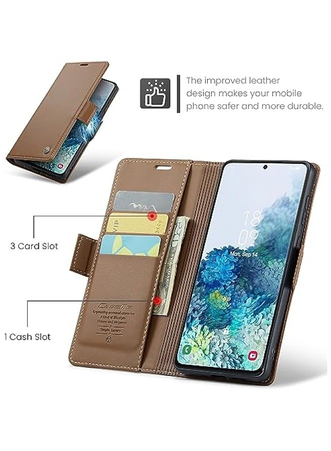 Samsung Galaxy S20+ Plus 5G RFID Blocking Wallet Case - Brown - Image 4