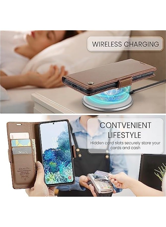Samsung Galaxy S20+ Plus 5G RFID Blocking Wallet Case - Brown - Image 5