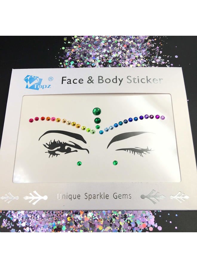 Topz Mermaid Face Gems Halloween Jewels Crystals Bindi Rainbow Tears Rhinestone Tattoo Face gems - Image 2