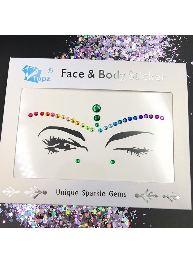Topz Mermaid Face Gems Halloween Jewels Crystals Bindi Rainbow Tears Rhinestone Tattoo Face gems - Image 1