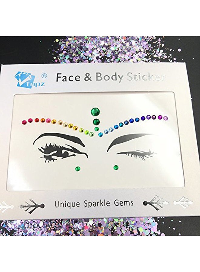 Topz Mermaid Face Gems Halloween Jewels Crystals Bindi Rainbow Tears Rhinestone Tattoo Face gems - Image 3