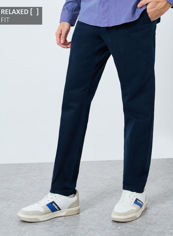 Styli Men Navy Blue Chinos Trousers - Image 1