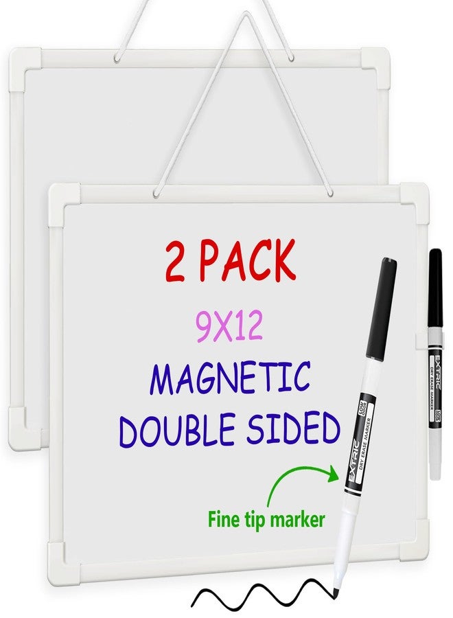 EXTRIC Small White Board 9X12, Small Dry Erase Board Magnetic with Marker, 2 Pack Whiteboard Dry Erase Double Sided MIni Whiteboard, Lapboard Ideal for Homeschool, Office, Classroom White Boards for Kids - Image 1