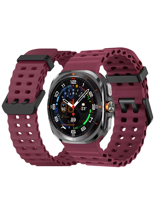 CATANES - (for Samsung Galaxy Watch 7 Ultra 47mm) Silicone Band Soft Ocean Silicone Sport Strap Replacement Accessory Maroon - Image 1