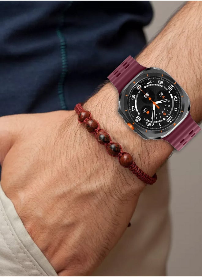CATANES - (for Samsung Galaxy Watch 7 Ultra 47mm) Silicone Band Soft Ocean Silicone Sport Strap Replacement Accessory Maroon - Image 1