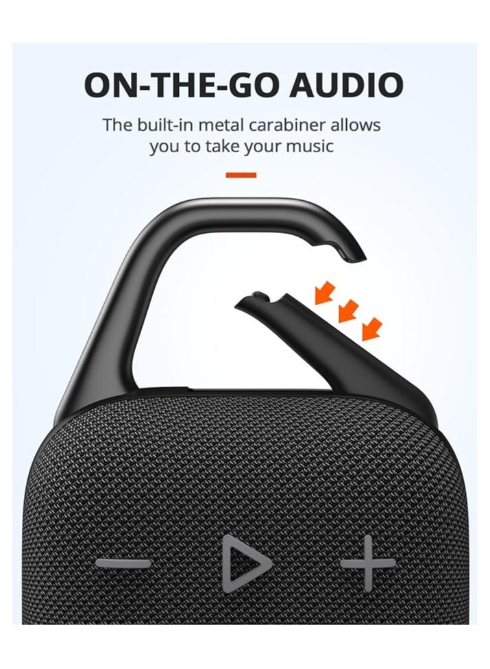 Tronsmart Mirtune H1 Portable Outdoor Speaker, 20H Playtime, Loud Sound and Punchy Bass, Integrated Carabiner, IPX7 Waterproof, Customize EQ, Bluetooth 5.3 Speaker for Travel, Hiking, Camping(Black) - Image 2