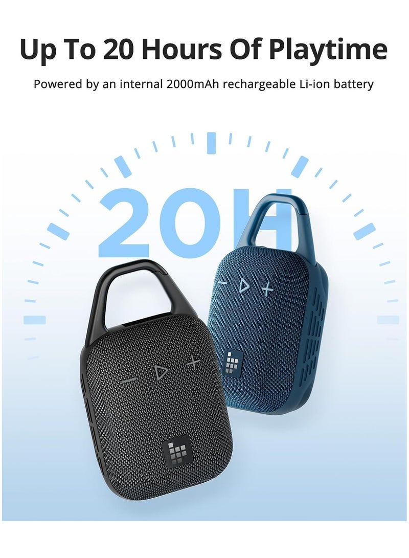 Tronsmart Mirtune H1 Portable Outdoor Speaker, 20H Playtime, Loud Sound and Punchy Bass, Integrated Carabiner, IPX7 Waterproof, Customize EQ, Bluetooth 5.3 Speaker for Travel, Hiking, Camping(Black) - Image 3