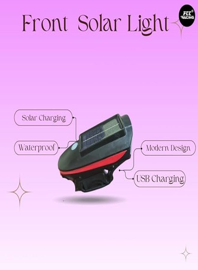 FCCRACING Front Solar Light and Back Light Combo for Bicycle - Solar Charging, Waterproof - Image 4