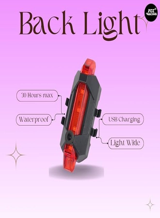 FCCRACING Front Solar Light and Back Light Combo for Bicycle - Solar Charging, Waterproof - Image 3