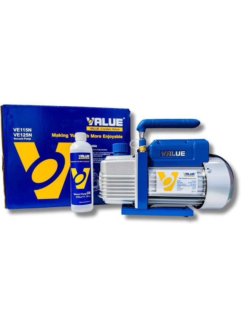 Value VACCUM PUMP VALUE VE125N Single-Stage – 1/4 HP, 2.5–3.0 CFM | Ultimate Vacuum 150 Microns | Oil-Sealed Rotary Vane | Lightweight & Portable | HVAC & Refrigeration Use - Image 2