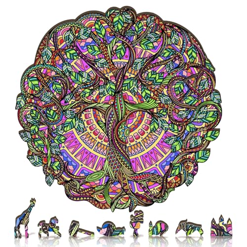 ZenChalet Tree of Life Jigsaw Puzzles for Adults 200 Piece Wooden Jigsaw Puzzle for Aduls Perfect as Tree of Life Puzzle Gifts Uniquely Shaped Pieces Mind Puzzle for Adults - Image 1