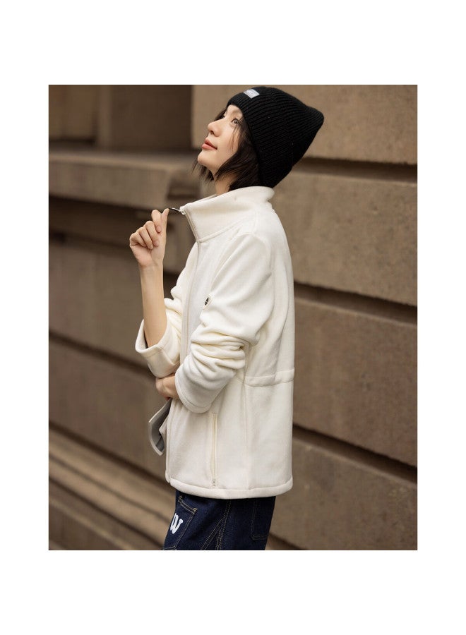 dme Demana Plush Dense Warmth Winter Simple Style Stand Collar Lightweight Soft Oversized Loose Fit Concealing Women's Jacket - Image 2