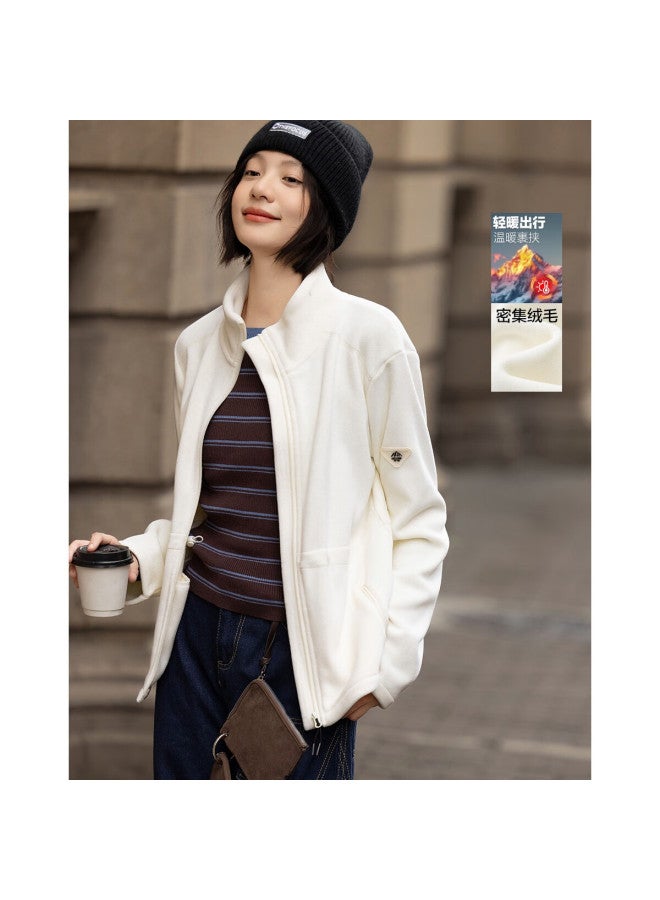 dme Demana Plush Dense Warmth Winter Simple Style Stand Collar Lightweight Soft Oversized Loose Fit Concealing Women's Jacket - Image 1