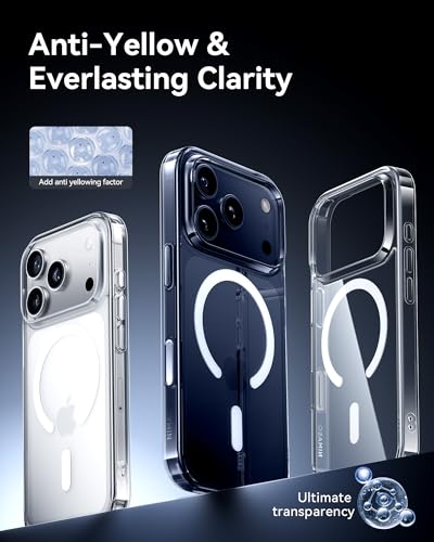 NIMASO for iPhone 17 Pro Max Case Clear, Compatible with MagSafe, Shockproof Military Grade Protection, Non-Yellowing, Slim Thin Magnetic Phone Case for iPhone 17 Pro Max, Clear - Image 4