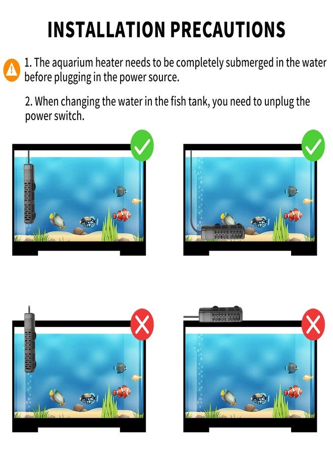 HiTauing Aquarium Heater, 50W/100W/200W/300W/500W Submersible Fish Tank Heater with Over-Temperature Protection and Automatic Power-Off When Leaving Water for Saltwater and Freshwater - Image 5