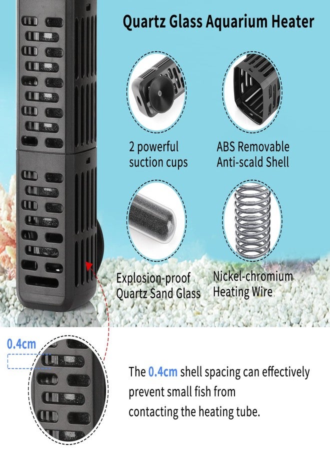 HiTauing Aquarium Heater, 50W/100W/200W/300W/500W Submersible Fish Tank Heater with Over-Temperature Protection and Automatic Power-Off When Leaving Water for Saltwater and Freshwater - Image 3