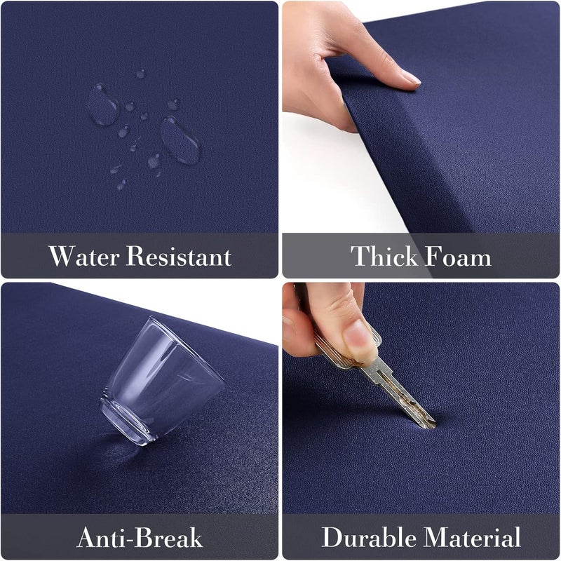 HappyTrends 2 PCS Kitchen Mat Cushioned Anti-Fatigue Floor Mat, Heavy Duty Ergonomic Comfort Foam Standing Mat,20"x30"+20"x47",Navy - Image 3