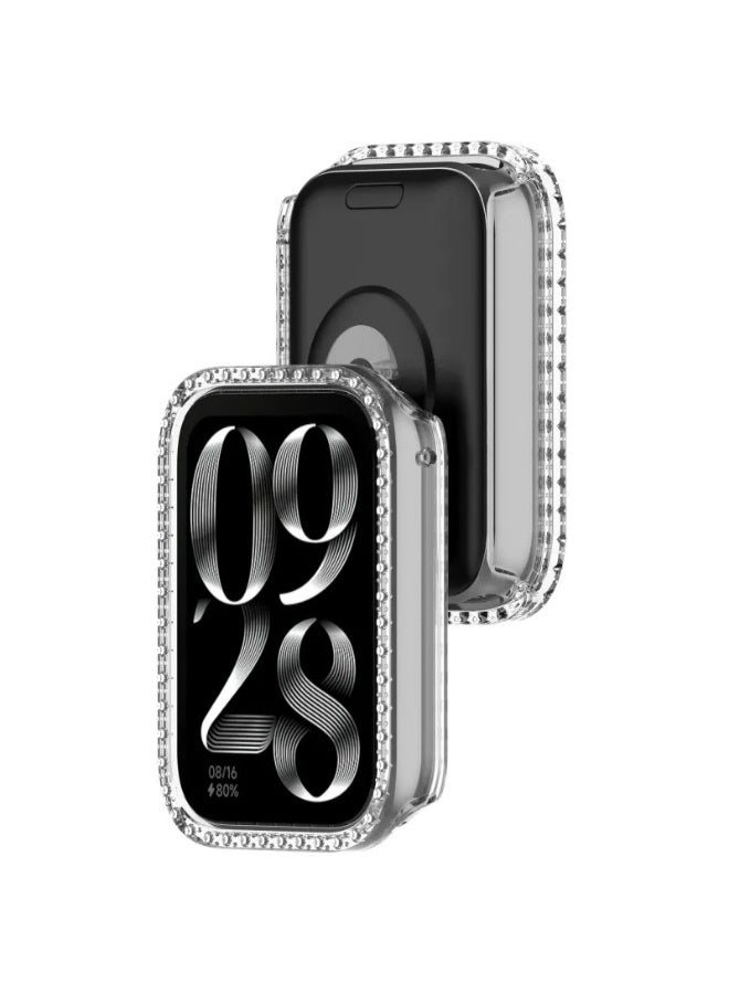 جراب حماية من الألماس من PC مع واقي شاشة مضاد للخدش لساعة Xiaomi Mi Band 8 Pro (شفاف) - Image 3