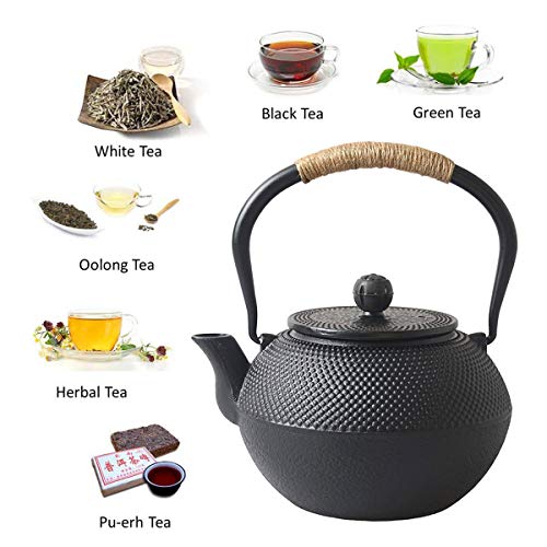 Hwagui - Large Cast Iron Teapot With Infuser For Varieties Of Loose Leaf Tea, Tea Bags, Black Tea Kettle Stovetop Safe 1200ml/41oz - Image 5
