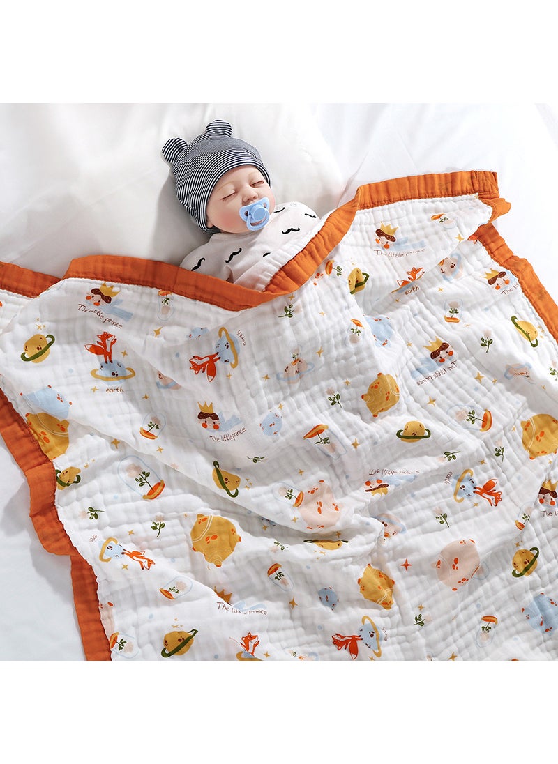 Generic Cartoon Kids Bath Towel Six-Layer Gauze Yellow Universe 393g 