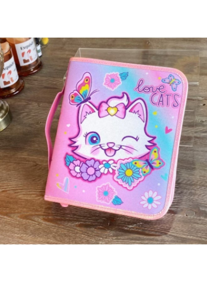 VEST Kids Painting Stationery Set 20×25×3.5cm for Children Graffiti Art Creation Painting Enlightenment Daily Writing Cute Cat Cartoon Pattern Portable Zipper Full Painting Stationery Gift Box Colored Pencils Creative Markers Pen Multicolour notebook stationery set - Image 4