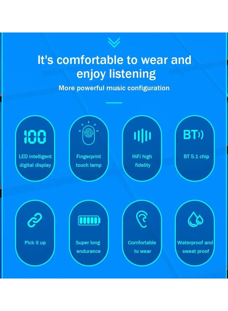 DubaiGallery Mini TWS Earbuds True Wireless Headphones Touch Control Sport Headset In-ear Earphones with Mic Charging Case Battery Digital Display - Image 4