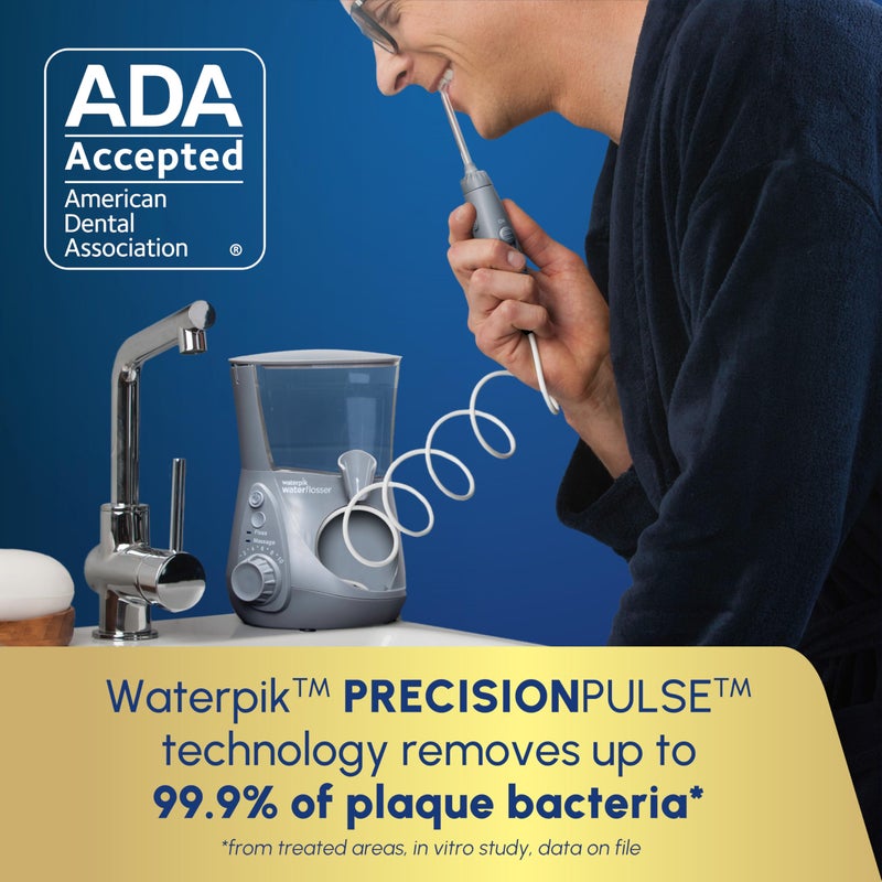 Waterpik Aquarius Water Flosser For Teeth Cleaning, Gums, Braces, Dental Care, Electric Power With 10 Settings, 7 Tips For Multiple Users And Needs, ADA Accepted, Gray WP-667, Packaging May Vary - Image 3