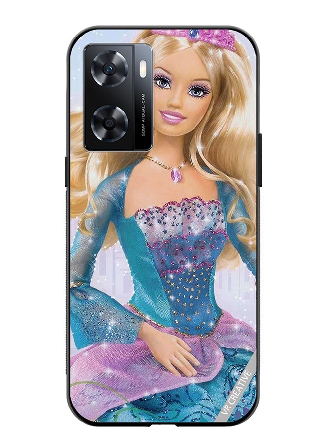 VR CREATIVE Protective Case Cover For Oppo A57/A77s Blue Barbie Design Multicolour - Image 1