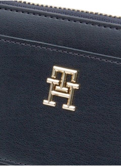 TOMMY HILFIGER Women's Th Monogram Medium Zip-Around Wallet - Faux Leather, Blue  - Image 3