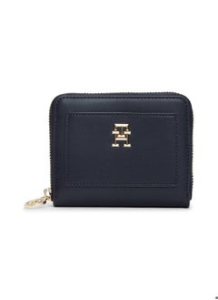 TOMMY HILFIGER Women's Th Monogram Medium Zip-Around Wallet - Faux Leather, Blue  - Image 1