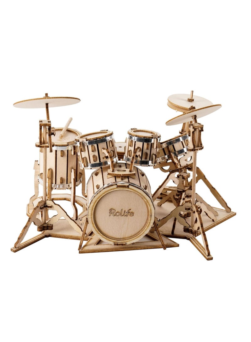 3D Wooden Puzzles, 3D Wooden Puzzles Model Kit for Adults and Teens to Build Musical Instrument Series (Drum kit), Projects for Kids Ages 12-16,Birthday Gifts Hobbies for Women Men - Image 1